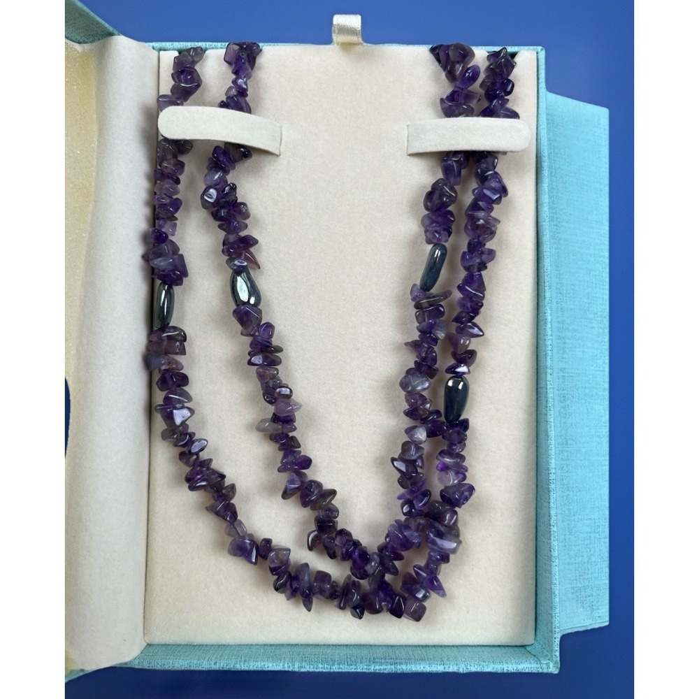 Coldwater Creek Sterling Silver And Purple Amethyst Necklace In Box - NEW